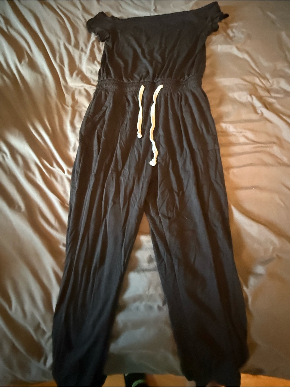 Black Women's Jumpsuit with Drawstring Waist